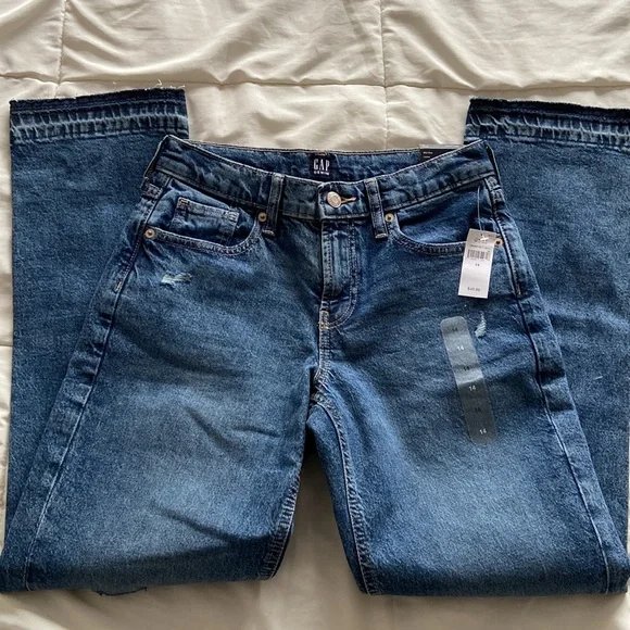 NWT Gap Mid-Rise Side Vent Hem Distressed 90s Loose Straight Leg Jeans - Picture 7 of 14